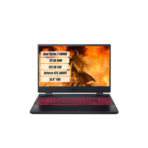 Acer Nitro 5 AN515-46 R7 6800H 32GB 512GB SSD RTX3050Ti Dos 15.6" 144 Hz FHD NH.QGYEY.004-32