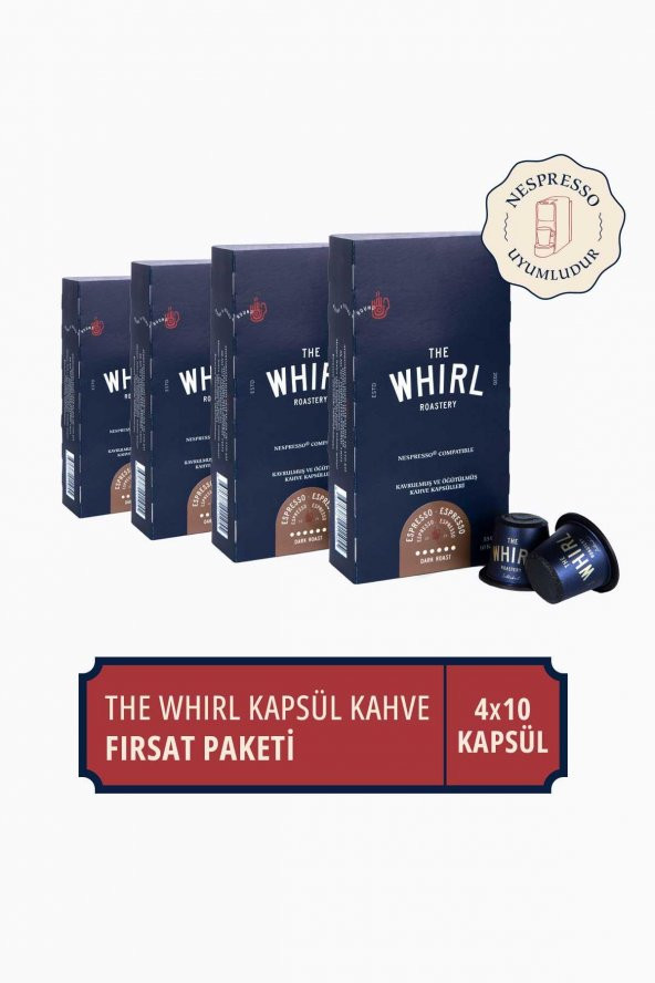 The Whirl Espresso Dark Kapsül Kahve 4lü Fırsat Paketi 40 Kapsül
