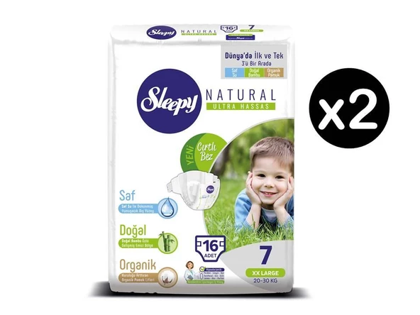 Sleepy Natural 7 Numara XXLarge 32'li Bebek Bezi