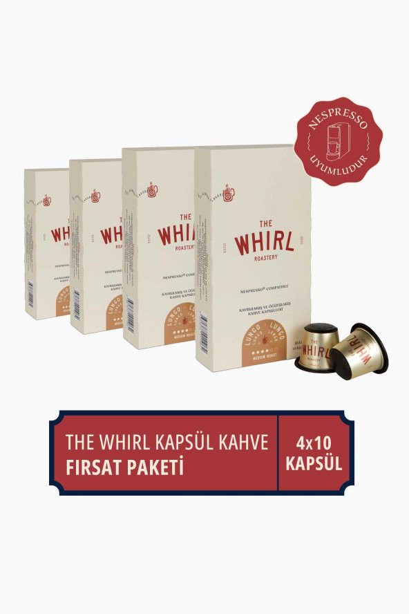 The Whirl Lungo Medium Kapsül Kahve 4lü Fırsat Paketi 40 Kapsül