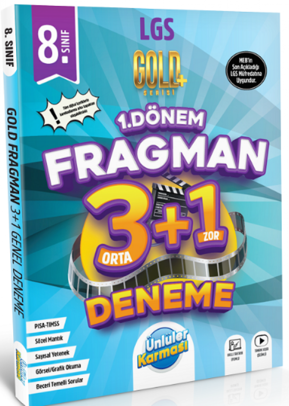 Ünlüler 8. Sınıf LGS Tüm Dersler 1. Dönem Fragman 3+1 Deneme Gold Serisi - 3