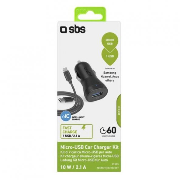 SBS 37355 TECRKITMIC21AFAST MİNİ ARAÇ İÇİ ÇAKMAKLIĞA TAKILAN USB QC 3.0 SERTFİKALI + TYPE-C ŞARJ VE VERİ KABLOLU 1 MT. SİYAH ARAÇ ŞARJ CİHAZI