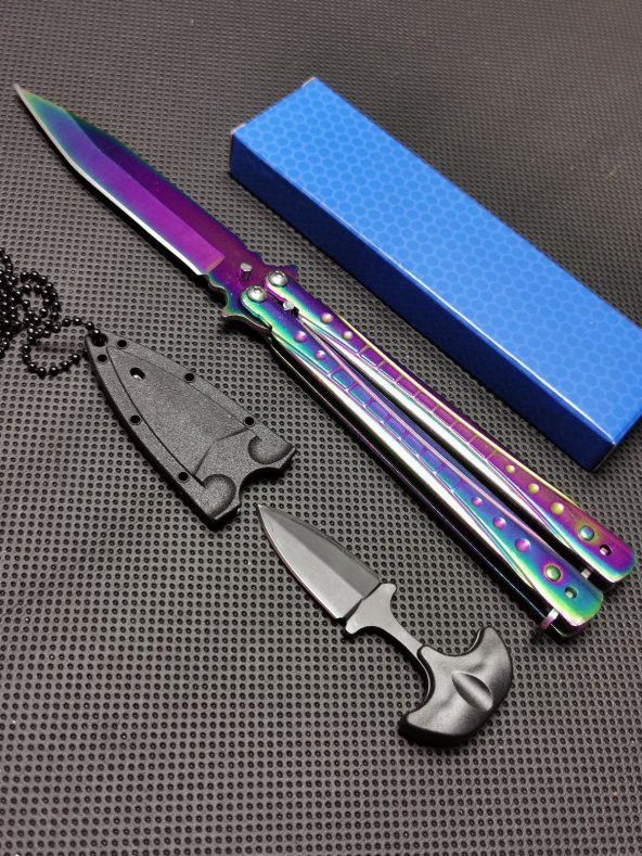 BİLTEK SHOP 21cm Gökkuşağı Kamp Çakı Bıçak Seti
