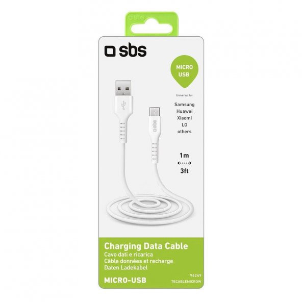 SBS 96249 TECABLEMICROW MİKRO USB ŞARJ VE VERİ KABLOSU 1 MT. BEYAZ