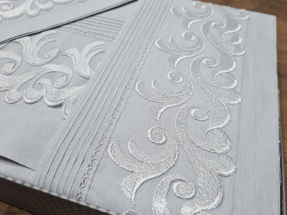 Çeyiz Diyarı Fransız Güpürlü Nervürlü Belinda Nevresim Takımı Gri - Resim 2