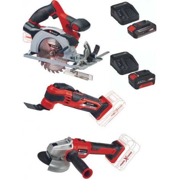 Einhell Axxio 18/115 Q Avuç Taşlama TE-CS 18/165/1 Daire Testere Varrito Raspalama 2.5-4.0ah Akülü Set