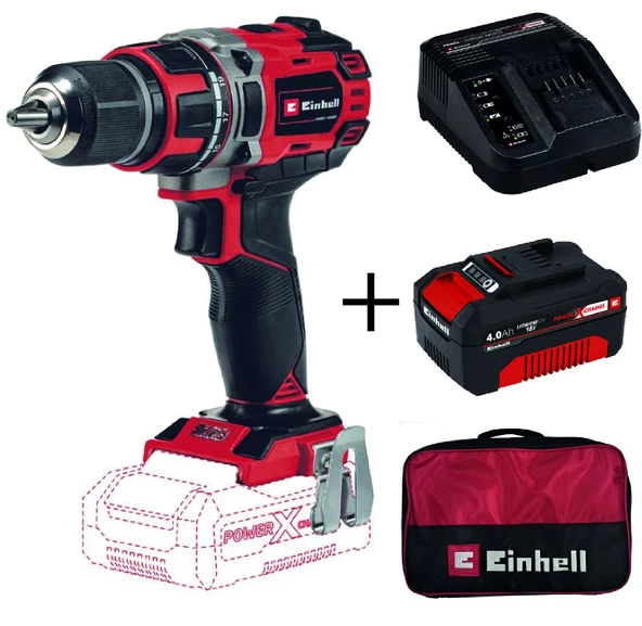 Einhell TE-CD 18/50 Li BL Akülü Vidalama + 4 Ah StarterKit + Bez Çanta