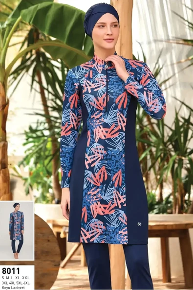 Maresiva Kadın Uzun Kollu Likralı Tam Kapalı Tesettür Mayo 8011 Koyu Lacivert ürün görseli