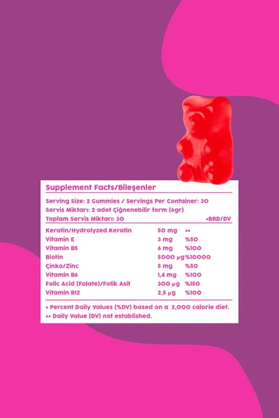 GUMITAMIN Keratın Bıotın 60 Kapsul Gummıes - Resim 5