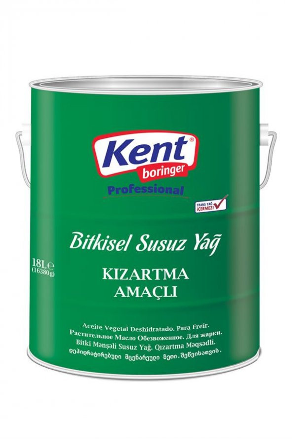 Kent Boringer Kızartmalık Bitkisel Susuz Yağ 18 Lt