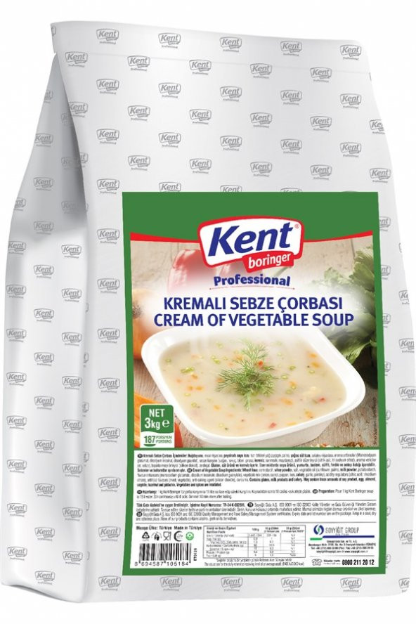 Kent Boringer Professional Kremalı Sebze Çorbası 3 Kg