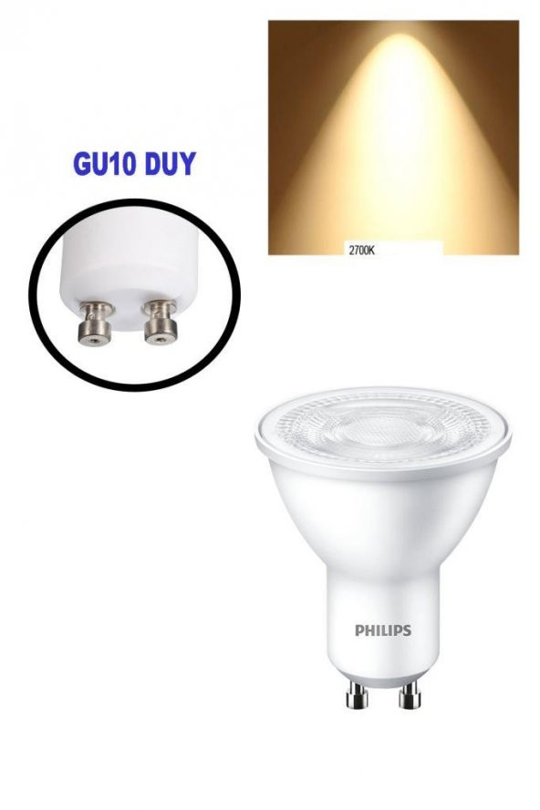 Philips 4,7W - 50W  Led Spot Ampul Sarı Işık 2700K (10 ADET) - 2