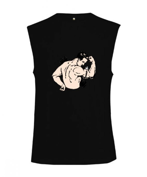 Estetik adam fitness motivasyon  Siyah Kesik Kol Unisex Tişört