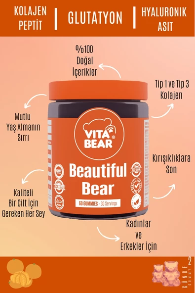 Vita Bear Beautiful Bear Cilt Vitamini 60 Adet Gummies - 4