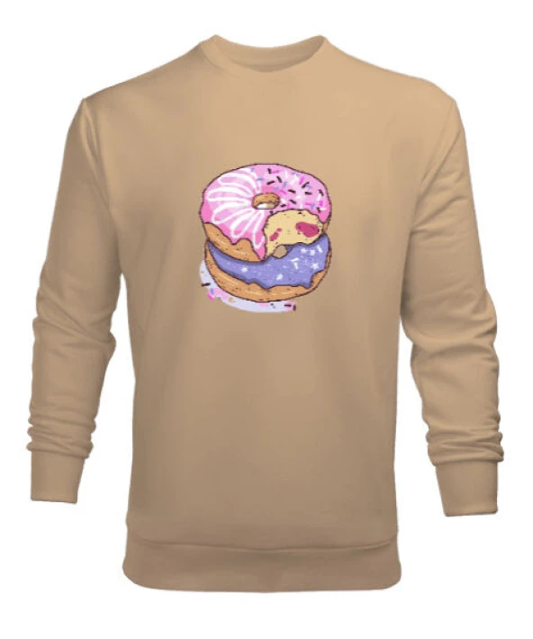 Renkli lezzetli ısırılmış donutlar  Camel Erkek Sweatshirt