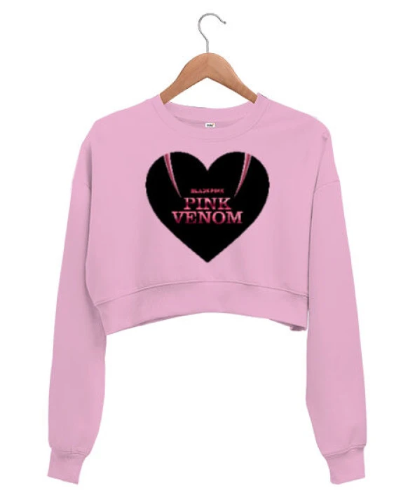 Blackpink Pink Venom Blu V1 Pembe Kadın Crop Sweatshirt