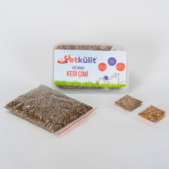 Petkülit 2'li Kedi Çimi - Şeffaf Kutu - 2