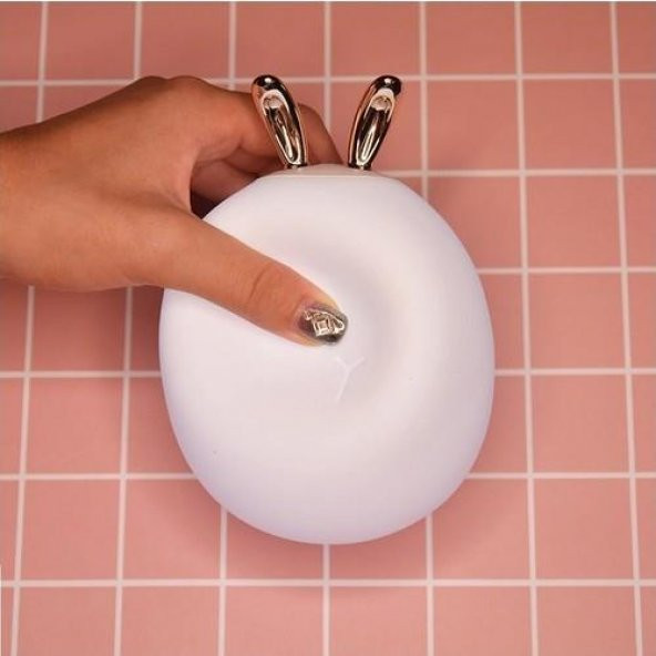 Tavşan Kulaklı Model Beyaz Işık 3 Kademeli Silikonlu Gece Lambası - 4