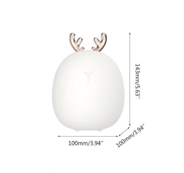 Geyik Tasarımlı Beyaz Işık 3 Kademeli Silikonlu Gece Lambası - 5