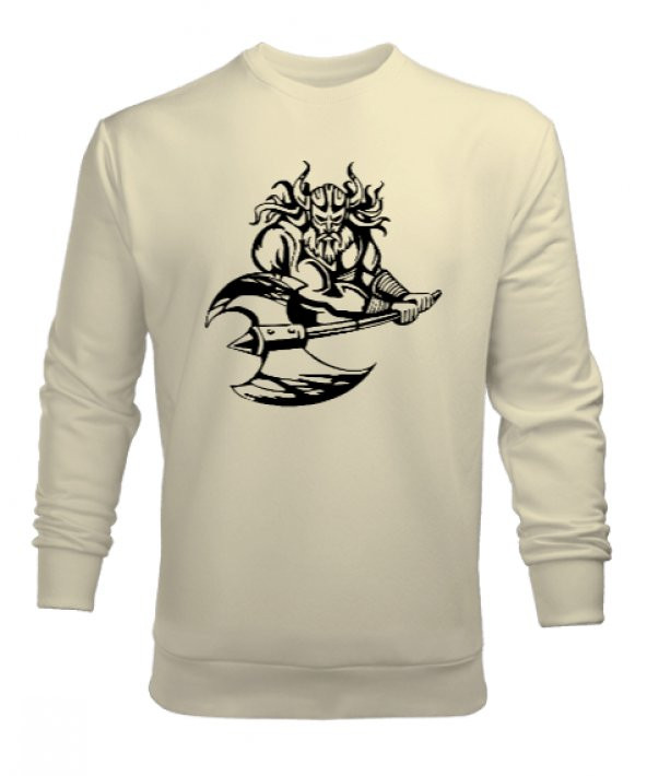 Baltalı Viking - Savaşçı Krem Erkek Sweatshirt