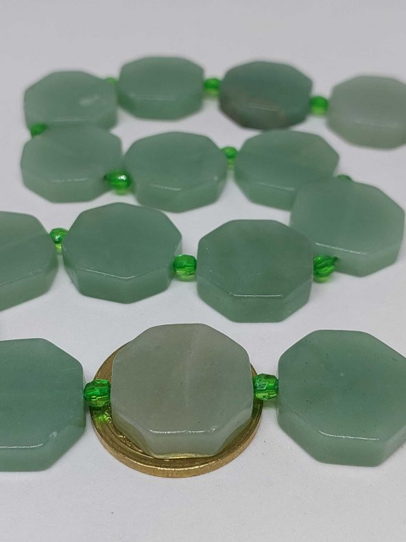 Aventurin Taşı Sekizgen Şekilli YARIM Dizi (35690) (Toplam 7 adet taş) - Resim 2