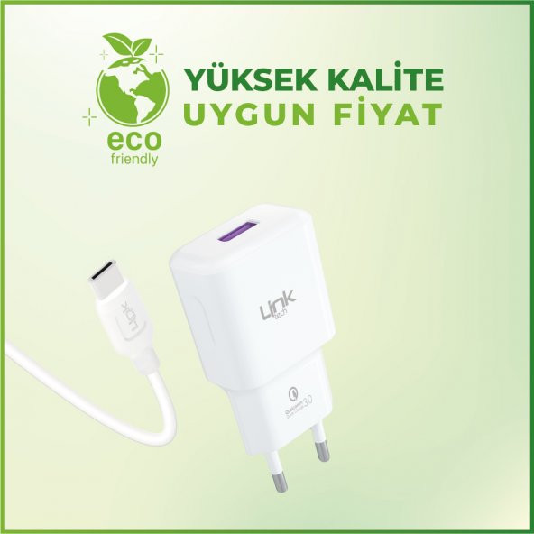 LinkTech T443e Strong 18W QC3.0 Hızlı Şarj Aleti Type-C Kablo Set - 4