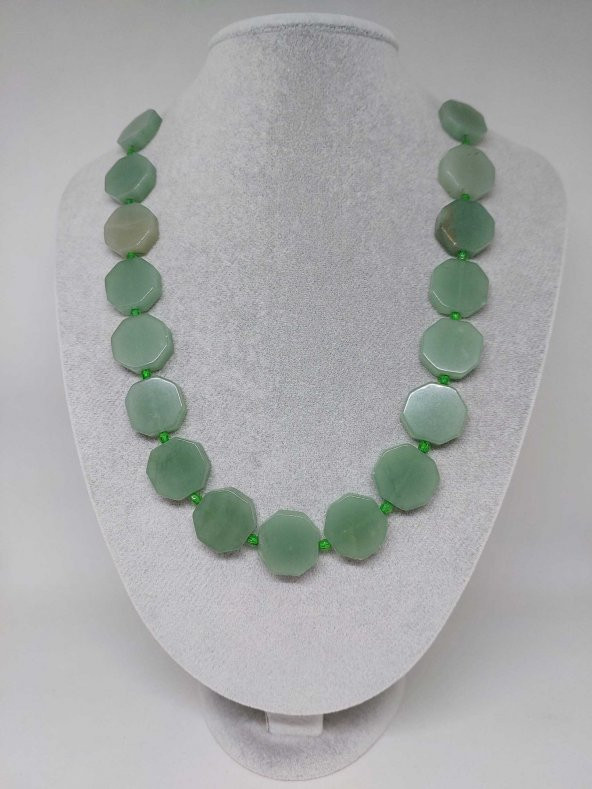 Aventurin Taşı Sekizgen Şekilli Kolye (Klipsli) (35690) ürün görseli 1