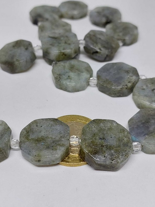 Labradorit Taşı Sekizgen Şekilli YARIM Dizi (35695) (Toplam 7 adet taş) - Resim 2
