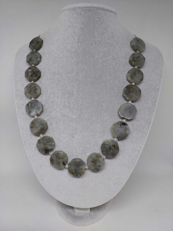 Labradorit Taşı Sekizgen Şekilli Kolye (Klipsli) (35695) ürün görseli