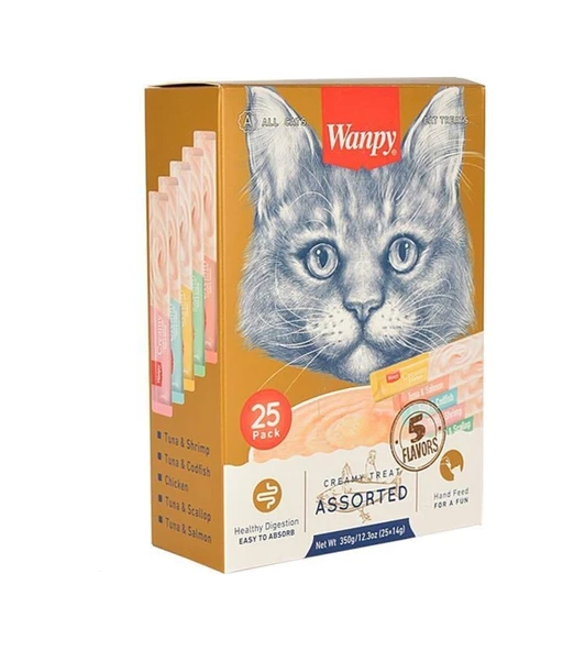 Wanpy Karışık Sıvı Kedi Ödülü Kedi Ödül Maması 25 x 14 Gr - 2