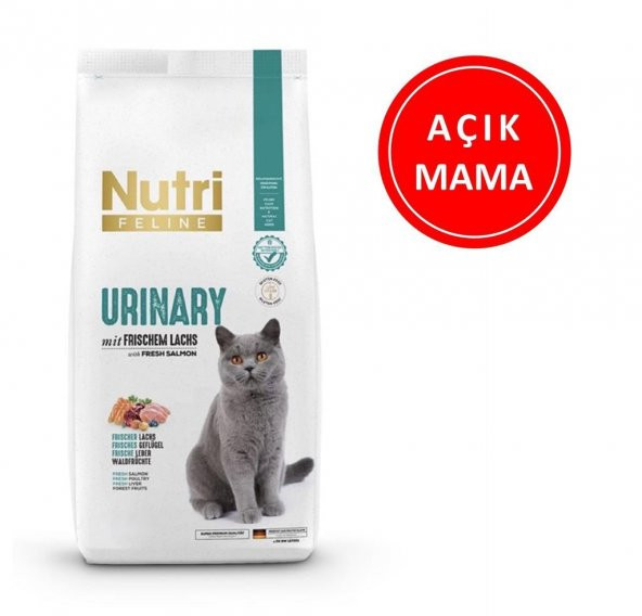 Nutri Feline Urinary Böbrek Sağlığı Destekleyici Somonlu Düşük Tahıllı Yetişkin Kedi Maması 1 Kg AÇIK
