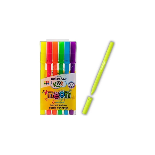 Pensan Keçeli Kalem 6 Renk Neon Kesik Uç Keçeli Kalem