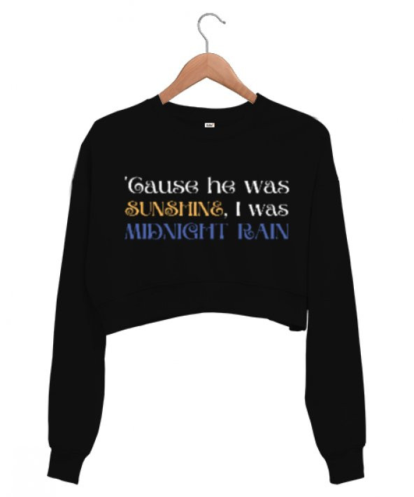 Midnight Rain Taylor Swift Midnights Siyah Kadın Crop Sweatshirt