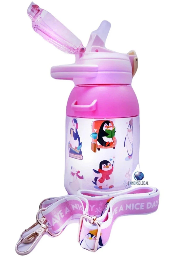 Vagonlife Boyun Askılı Pipetli Kilitli Kapak 800 Ml Okul Su Matarası (Karışık Renk 1 Adet) - 5