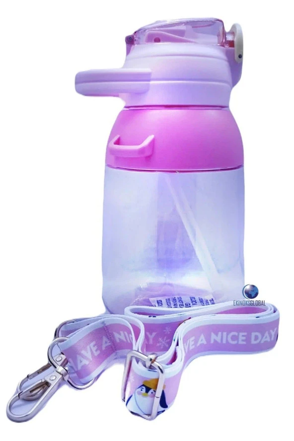 Vagonlife Boyun Askılı Pipetli Kilitli Kapak 800 Ml Okul Su Matarası (Karışık Renk 1 Adet) - 6