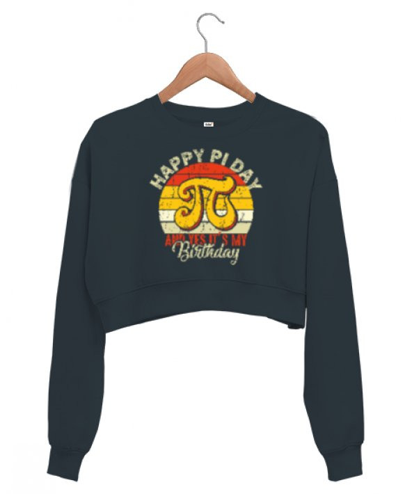 Happy Pi Day Füme Kadın Crop Sweatshirt