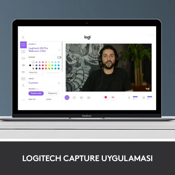 Logitech ProHD 1080P Streaming Webcam 1080p/30 fps - 720p/30 fps - Resim 7