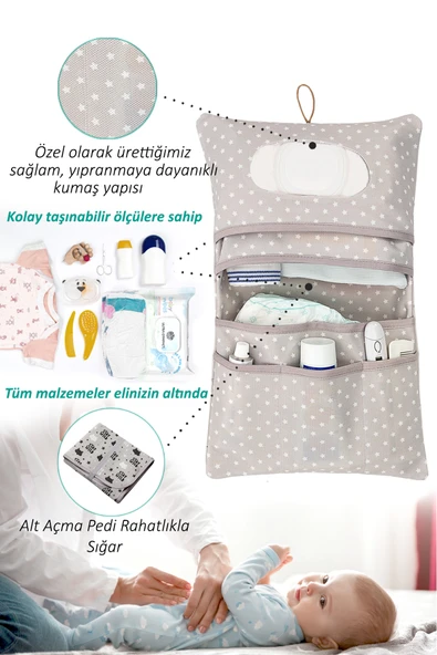 Anne Bebek Bakım Çantası Yenidoğan Alt Açma Değiştirme Düzenleyici Çantası Organizer Fox - 7