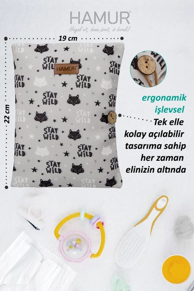 Anne Bebek Bakım Çantası Yenidoğan Alt Açma Değiştirme Düzenleyici Çantası Organizer Fox - 5