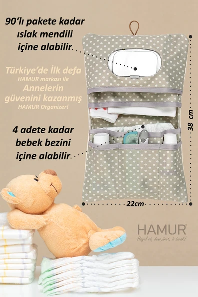 Anne Bebek Bakım Çantası Yenidoğan Alt Açma Değiştirme Düzenleyici Çantası Organizer Melis - 5
