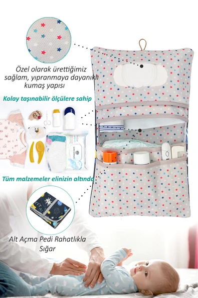 Anne Bebek Bakım Çantası Yenidoğan Alt Açma Değiştirme Düzenleyici Çantası Organizer Space - Resim 7