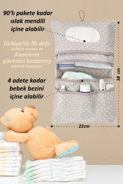 Anne Bebek Bakım Çantası Yenidoğan Alt Açma Değiştirme Düzenleyici Çantası Organizer Fox - 5