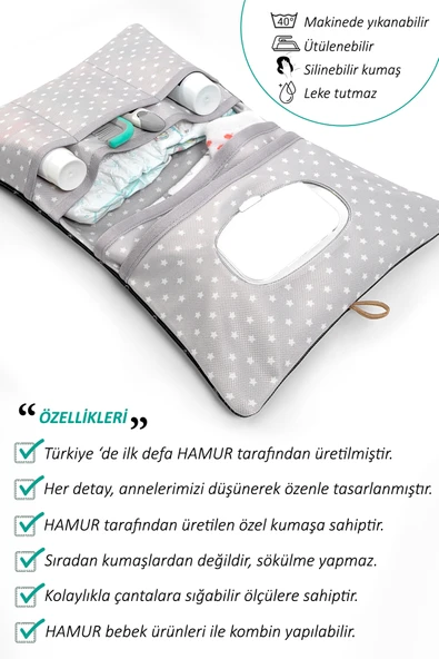 Anne Bebek Bakım Çantası Yenidoğan Alt Açma Değiştirme Düzenleyici Çantası Organizer Anchor - Resim 2