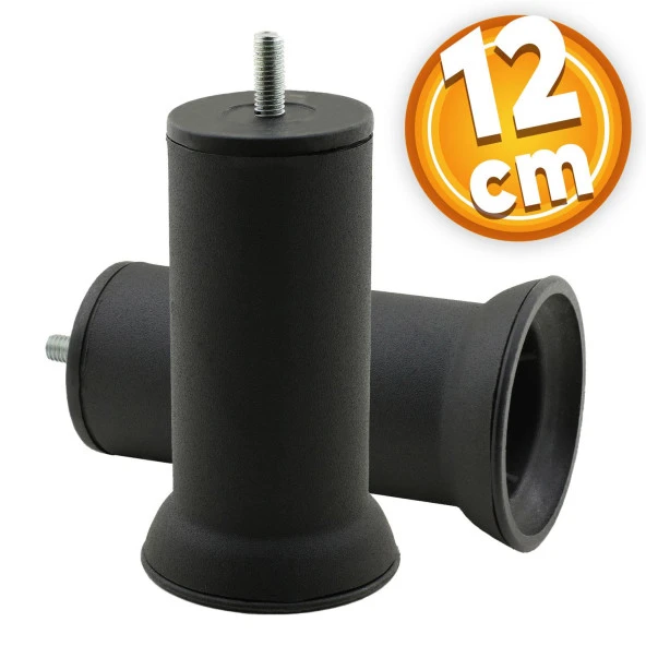Mobilya Metal Kanepe Baza Yatak Koltuk Destek Ayağı M8 Civata Siyah Metal Ayakları 12 Cm