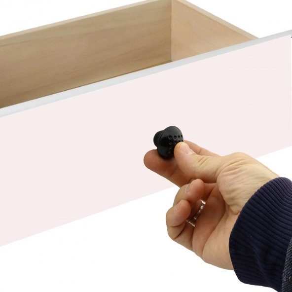 Yuvarlak Düğme Kulp Çekmece Dolap Kapak Kulpu Kulbu Siyah Metal Kulp - Resim 3