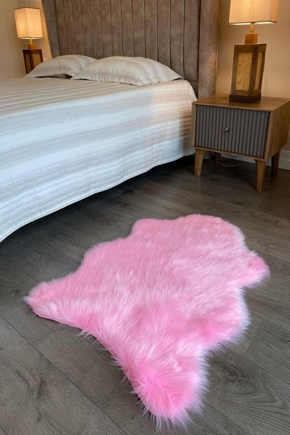 Dekomis Post Halı Kuzu Pembe Renk Peluş Halı -TEK-PEM 75 x 100 - 1