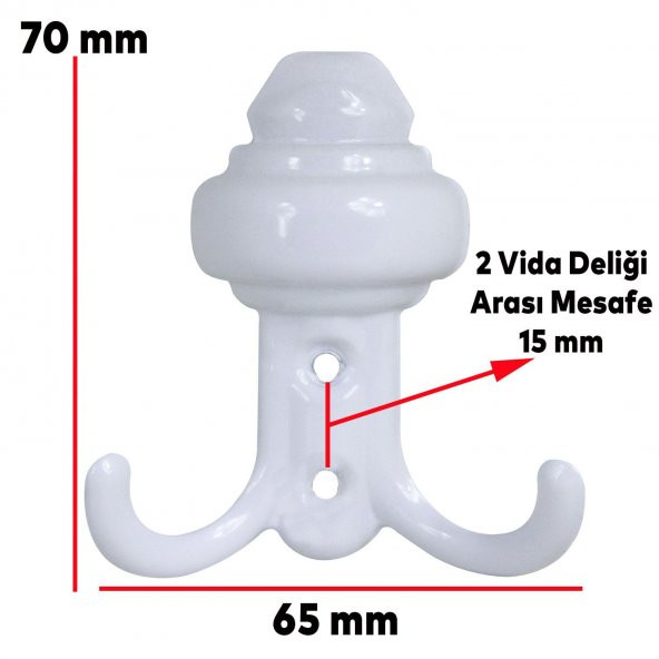 Vestiyer Duvar Askısı Kapı Dolap Elbise Askılığı Beyaz Metal Askı - 2