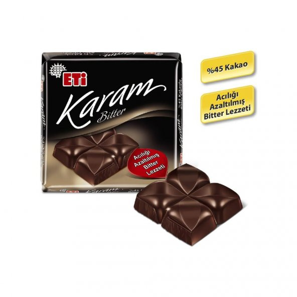 Eti Karam 45 Kakaolu Bitter Çikolata 60 g x 10 Adet - 3
