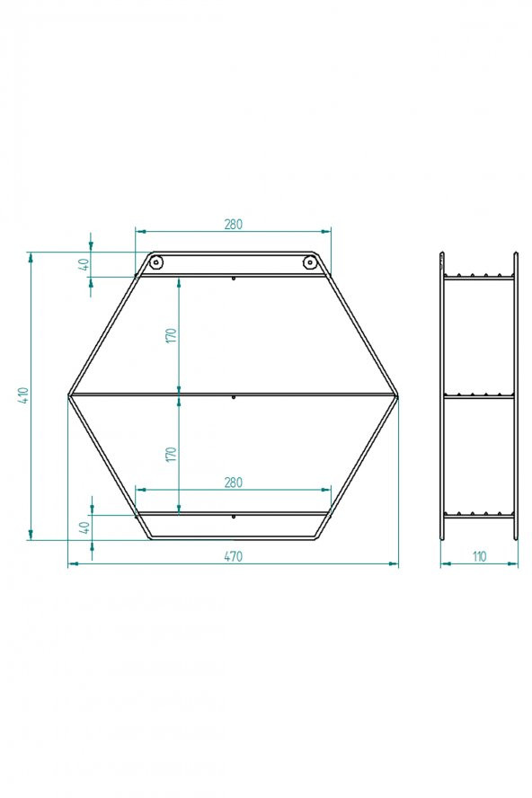 Altıgen Duvar Rafı - 3