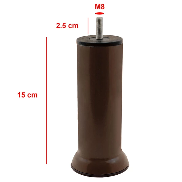 Mobilya Kanepe Baza Çekyat Koltuk Destek Yükseltme Ayağı M8 Civata Kahverengi Metal Ayakları 15 Cm - 2